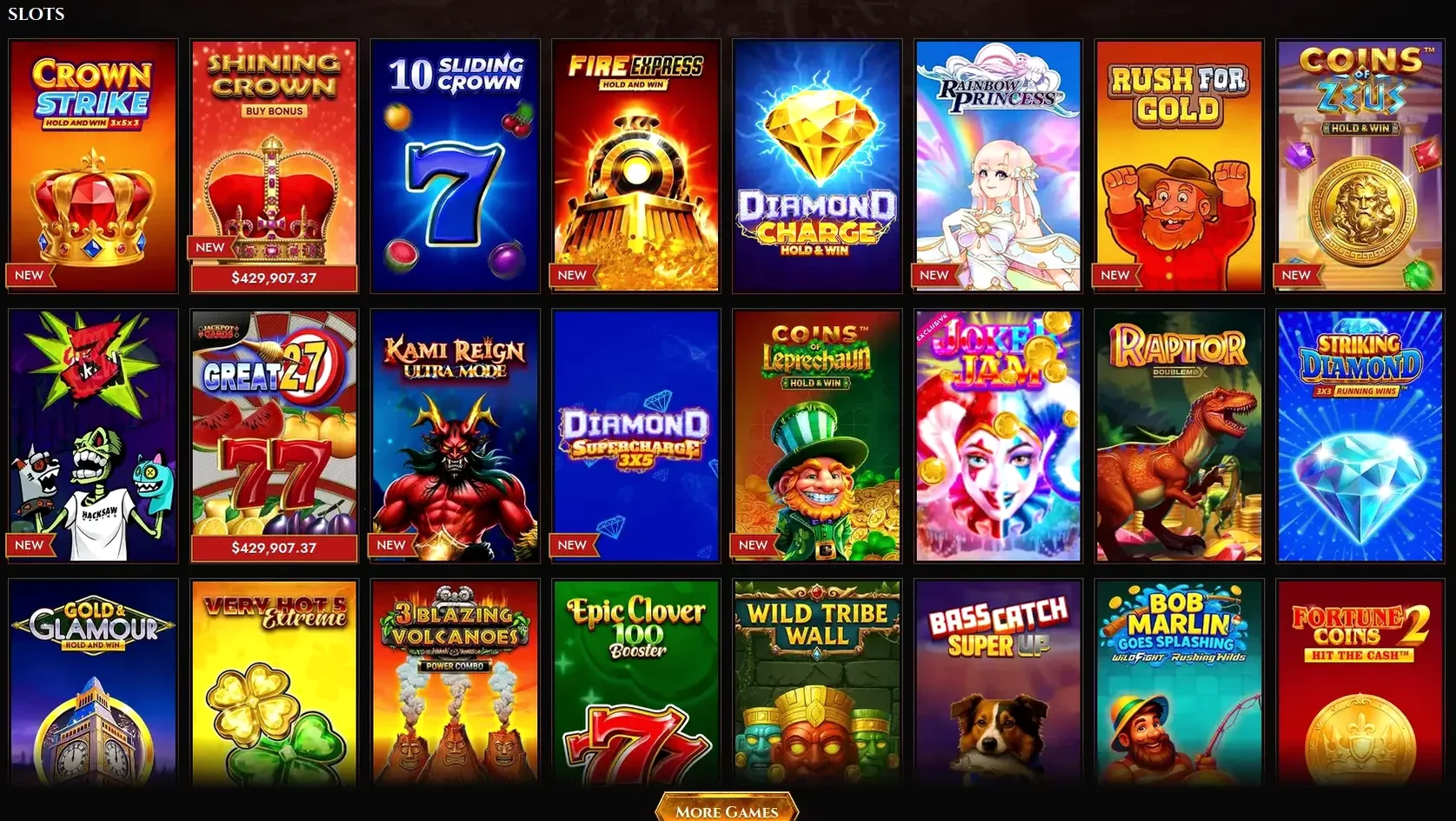 Интерфейс игрового каталога Pokerok